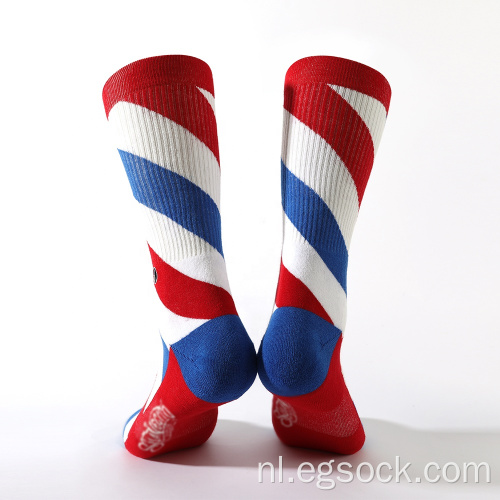 aangepaste borduurwerk jacquard nieuwigheid gestreepte sokken